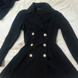 Black Double-Breasted blazer dress with Gold Buttons